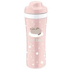 Foto van Koziol bio-circulair - oase drinkfles 425 ml pusheen just chill - gerecycled zonnebloemolie - roze