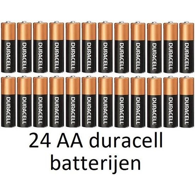 Foto van 24 stuks aa duracell alkaline batterijen