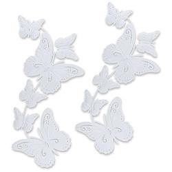 Foto van Pro garden tuin/wand decoratie vlinders - 2x - metaal - wit - 30 x 65 cm - tuinbeelden