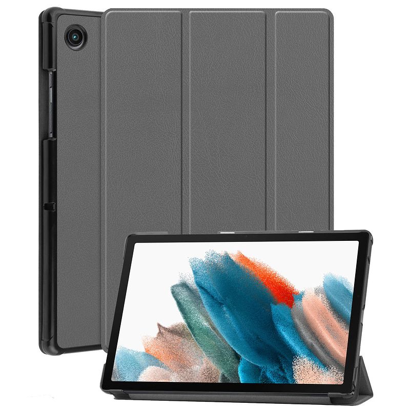 Foto van Basey samsung galaxy tab a8 hoesje kunstleer hoes case cover samsung galaxy tab a8-grijs