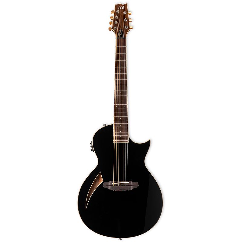 Foto van Esp ltd thinline series tl-7 black 7-snarige elektrisch-akoestische westerngitaar