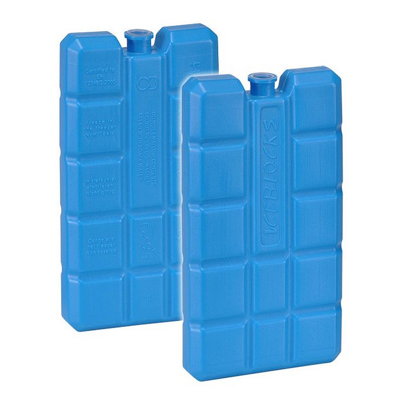 Foto van Set van 2x blauwe koelelementen 200 gram 8 x 15 x 2 cm - koelblokken/koelelementen voor koeltas/koelbox