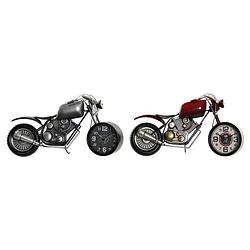 Foto van Bordsklocka dkd home decor motorfiets 44 x 13,5 x 23 cm rood grijs ijzer vintage (2 stuks)