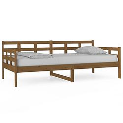 Foto van The living store slaapbank massief grenenhout - houten bedframe - 193.5 x 96 x 69.5 cm - honingbruin