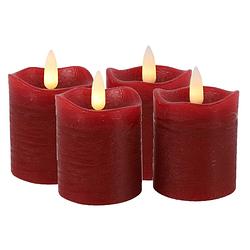 Foto van Countryfield led kaarsen/stompkaarsen - 4x st - rood - d7,5 x h7,2 cm - led kaarsen
