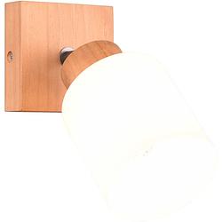 Foto van Led wandspot - wandverlichting - trion asmara - e14 fitting - vierkant - mat bruin - hout