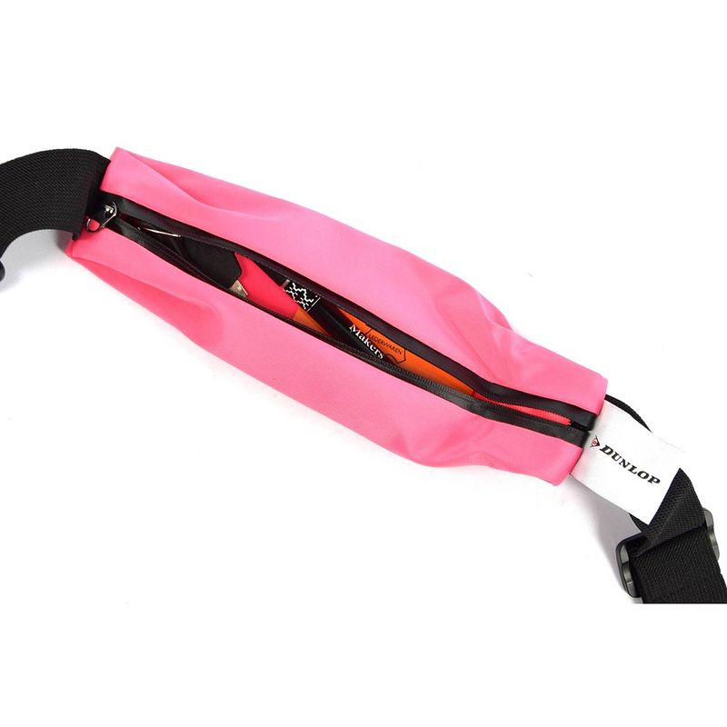 Foto van Sport heupband - hardloopband - sportband met smartphonehouder - waterdichte heuptas - neon roze - joggen - dames en