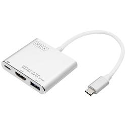 Foto van Digitus da-70838-1 hdmi / usb adapter [1x usb 3.2 gen 1 stekker c (usb 3.0) - 1x hdmi-bus, usb 3.2 gen 1 bus a (usb 3.0), usb-c bus] aluminium, zilver met