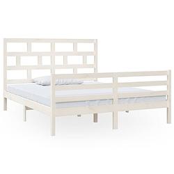 Foto van The living store houten bedframe - 205.5 x 166 x 100 cm - massief grenenhout - multiplex lattenbodem