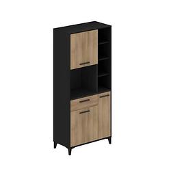 Foto van Eco keukenbuffet - 3 deuren en 1 lade - chene en zwarte melamine - l 80 x d 40 x h 178 cm