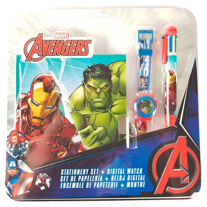 Foto van Marvel avengers digitaal horloge, dagboek & 6-kleuren pen