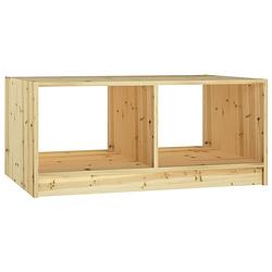 Foto van The living store houten banktafel - massief vurenhout - 75 x 50 x 33.5 cm - opbergschap