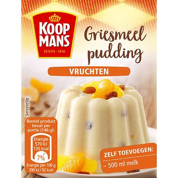 Foto van Koopmans griesmeel pudding vruchten 85g bij jumbo