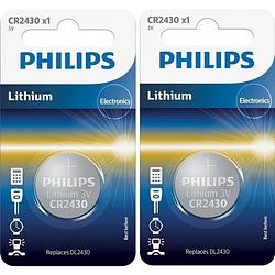 Foto van 2 blisters (2 stuks) - philips cr2430 3v lithium knoopcelbatterij