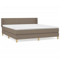 Foto van Vidaxl boxspring met matras stof taupe 160x200 cm