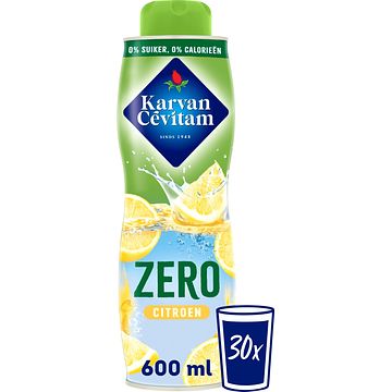 Foto van 2 blikken a 600 ml of flesjes a 48 ml | karvan cevitam zero citroen siroop 600ml aanbieding bij jumbo