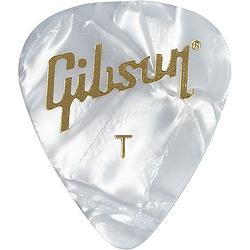 Foto van Gibson aprw12-74t plectrums pearloid white picks 12-pack thin