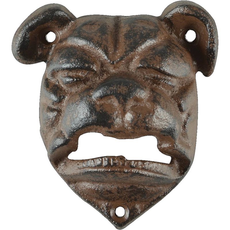 Foto van Esschert design flessenopener bulldog 9,1 cm gietijzer bruin