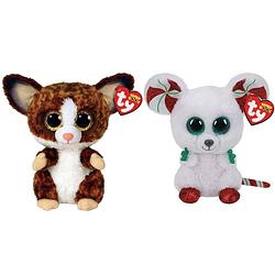 Foto van Ty - knuffel - beanie boo's - bush baby galago & christmas mouse