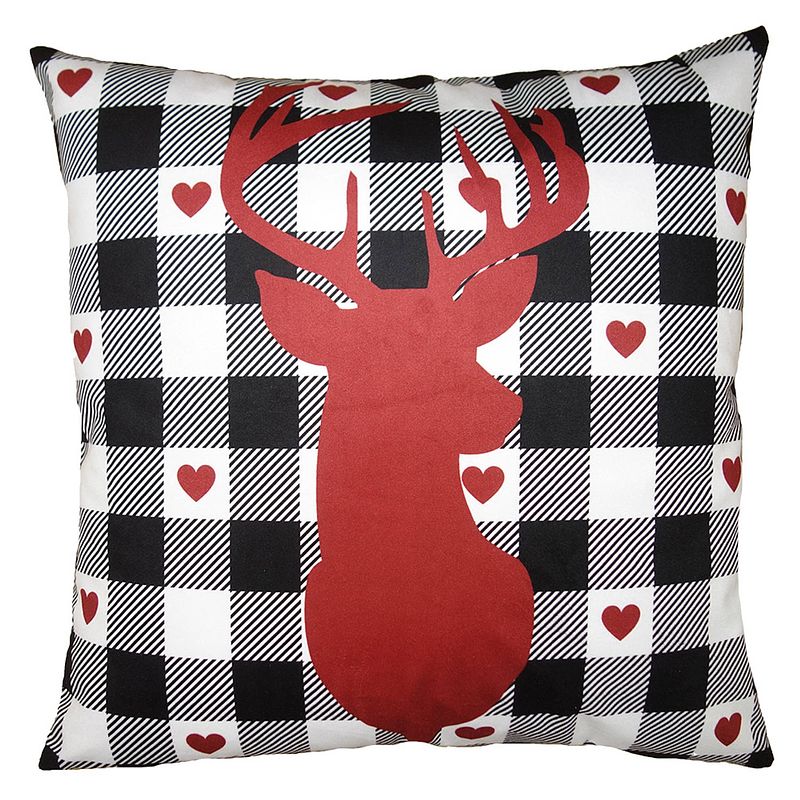 Foto van Haes deco - kerst kussenhoes 45x45 cm - rood - sierkussen, kussenhoes