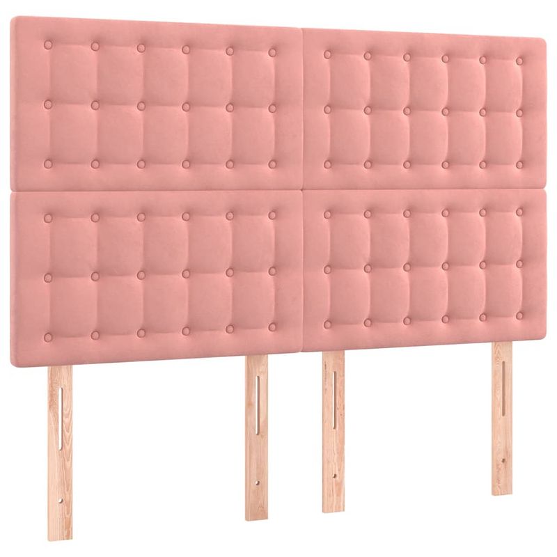 Foto van The living store hoofdbord - fluweel - verstelbare hoogte - comfortabele ondersteuning - roze - 144x5x118/128 cm