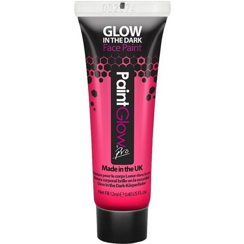 Foto van Paintglow face/body paint - neon roze/glow in the dark - 10 ml - schmink/make-up - waterbasis - schmink