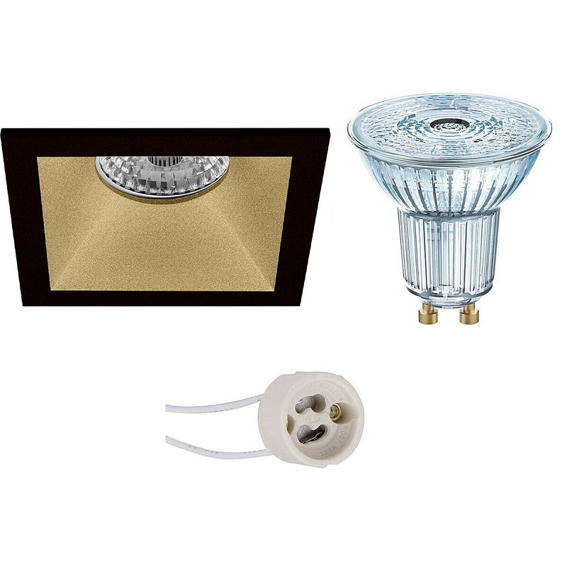 Foto van Led spot set - osram parathom par16 927 36d - pragmi pollon pro - gu10 fitting - dimbaar - inbouw vierkant - mat