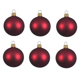 Foto van 12x glazen kerstballen mat donkerrood 8 cm kerstboom versiering/decoratie - kerstbal