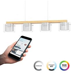 Foto van Eglo connect.z portico-z hanglamp - 88 cm - wit - instelbaar rgb & wit licht - dimbaar - zigbee