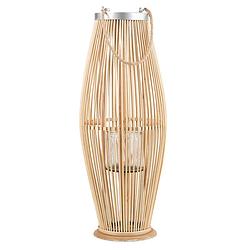 Foto van Beliani tahiti - windlichtzuilen-lichte houtkleur-bamboehout