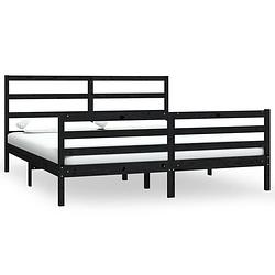 Foto van Vidaxl bedframe massief grenenhout zwart 180x200 cm 6ft super king