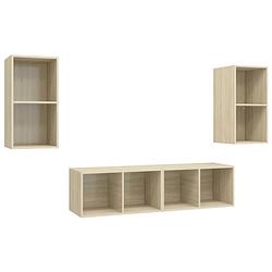 Foto van The living store tv-meubel - televisiewandmeubelset - hifi-meubel - afmetingen- 37 x 37 x 72 cm - kleur- sonoma eiken -