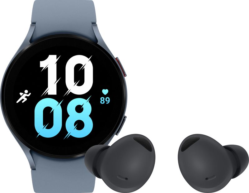 Foto van Samsung galaxy watch5 4g blauw 44mm + samsung buds2 pro zwart