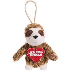 Foto van Nici knuffelhanger luiaard junior 10 cm polyester bruin/rood