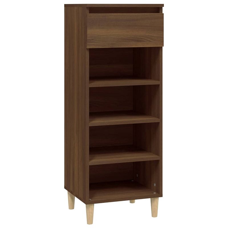 Foto van The living store schoenenkast bruineiken - compact en praktisch - 40 x 36 x 105 cm - bewerkt hout en massief