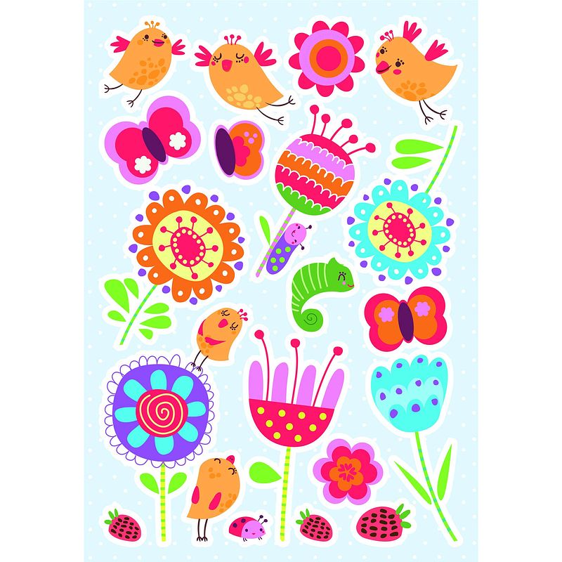 Foto van Kids decor muurstickers birds & flowers 47 x 70 cm