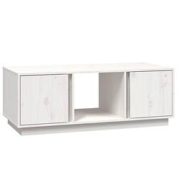 Foto van The living store houten salontafel - massief grenenhout - 110 x 50 x 40 cm - wit