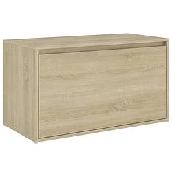 Foto van The living store halbank 80x40x45 cm spaanplaat sonoma eikenkleurig - hocker