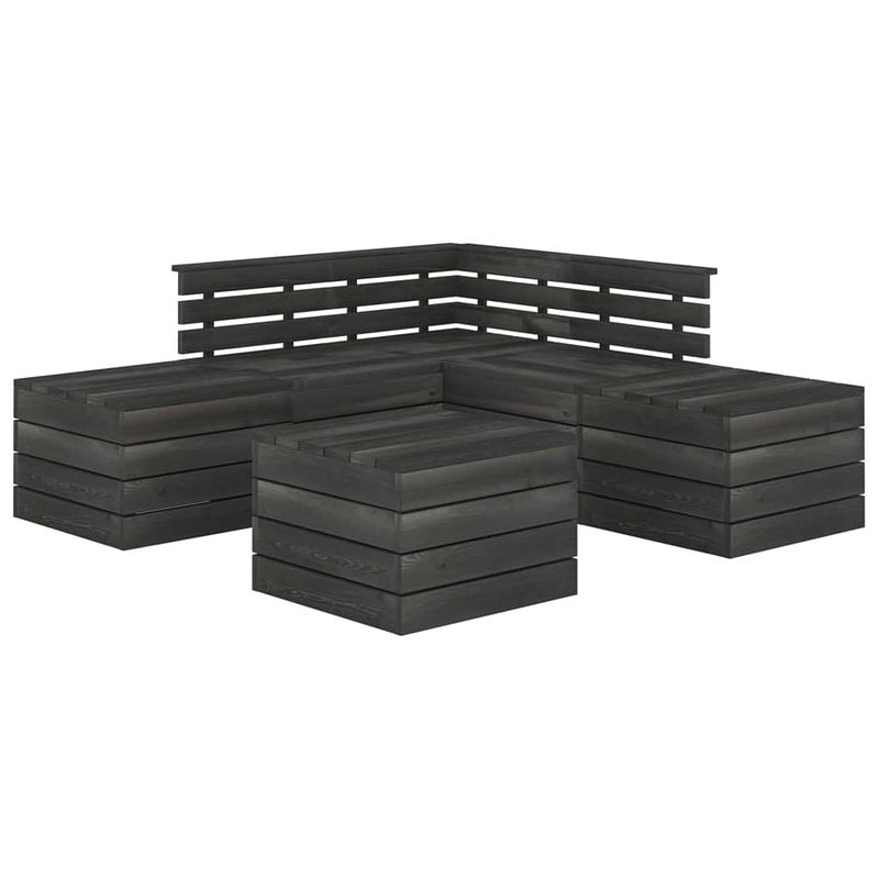 Foto van Vidaxl 6-delige loungeset pallet massief grenenhout donkergrijs