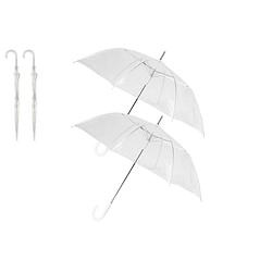 Foto van 2x transparant plastic paraplu 102 cm - doorzichtige paraplu - trouwparaplu - bruidsparaplu - stijlvol - bruiloft - trou