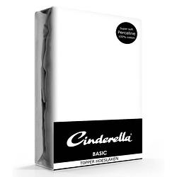 Foto van Cinderella basic percaline katoen topper hoeslaken - 100% percaline katoen - 1-persoons (90x200 cm) - white