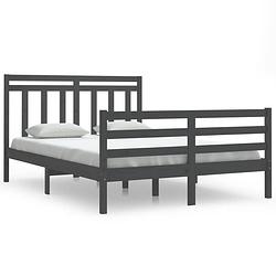 Foto van The living store bedframe grenenhout - 140 x 200 cm - grijs