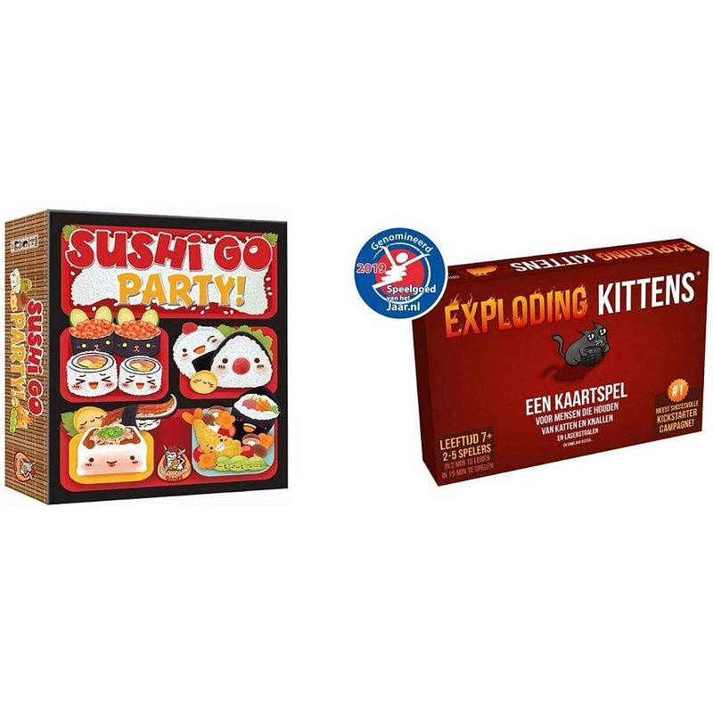 Foto van Spellenbundel - kaartspel - 2 stuks - sushi go party & exploding kittens