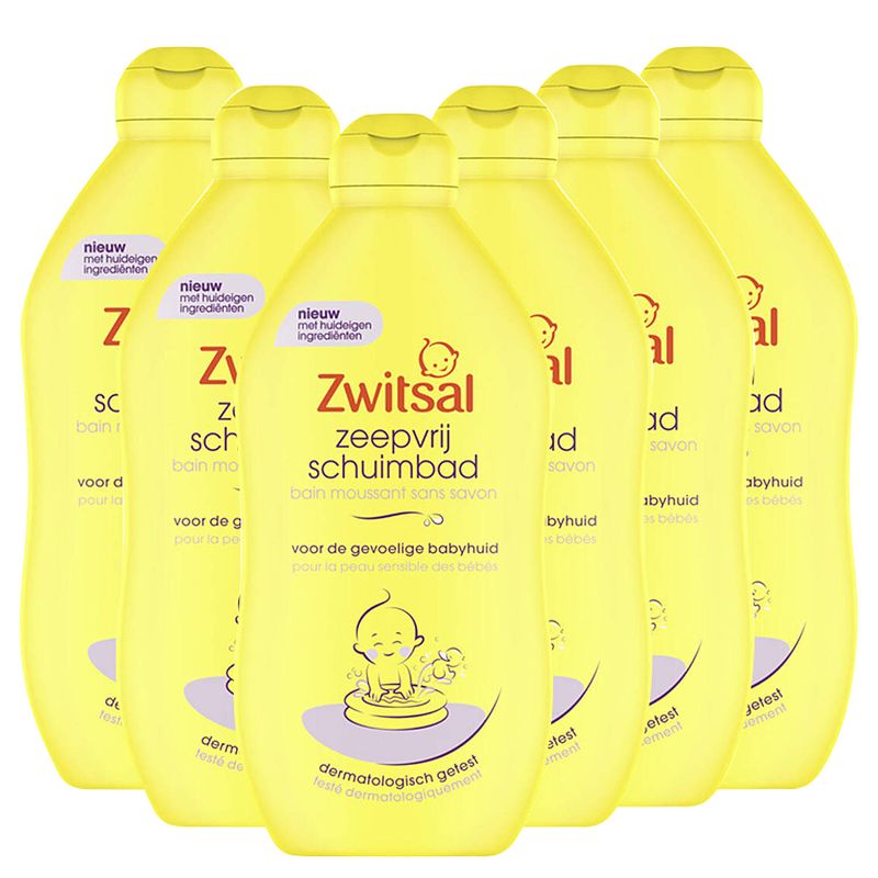 Foto van Zwitsal - zeepvrij schuimbad - 6 x 400 ml - voordeelverpakking