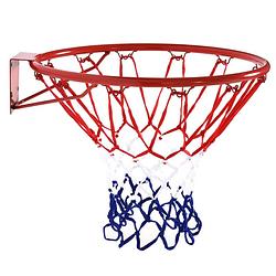 Foto van Basketbalring - basketball - basketbal ring - basketbalnet - basketballen - rood/blauw/wit - doorsnede 46 cm