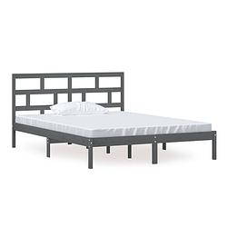 Foto van The living store bedframe grijs massief grenenhout 150x200cm - inclusief hoofdeinde