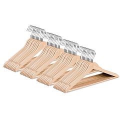 Foto van Wicotex-kledinghanger hout-kleerhanger, 40 stuks, met rok inkepingen en broekspijpen, draaibare haak, beige