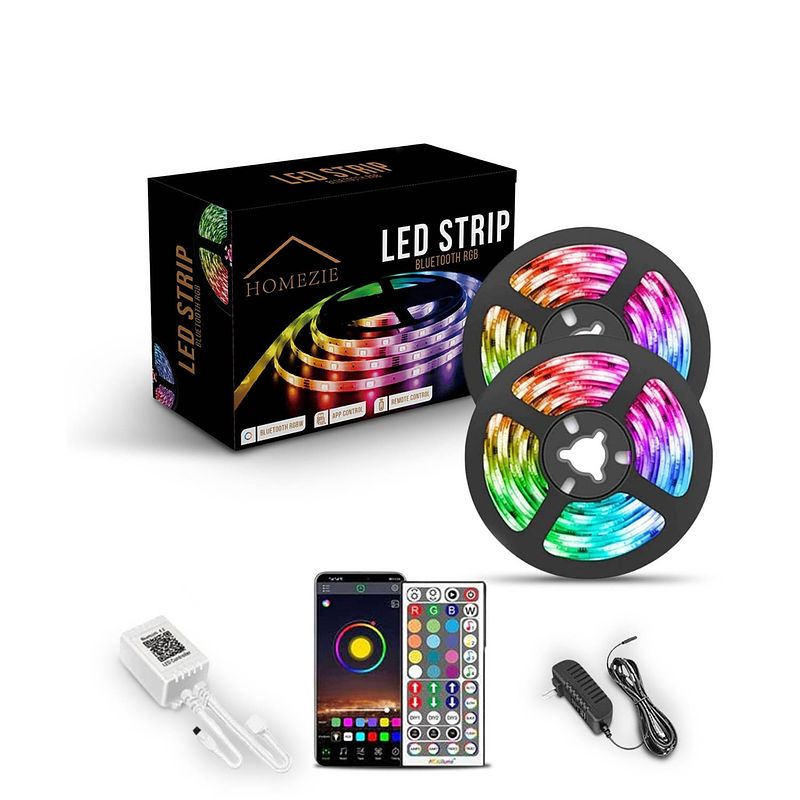 Foto van Homezie led strip 40 meter met app en afstandsbediening rgb zelfklevend 30 leds per m