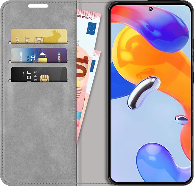 Foto van Just in case wallet magnetic xiaomi redmi note 11 pro 5g book case grijs