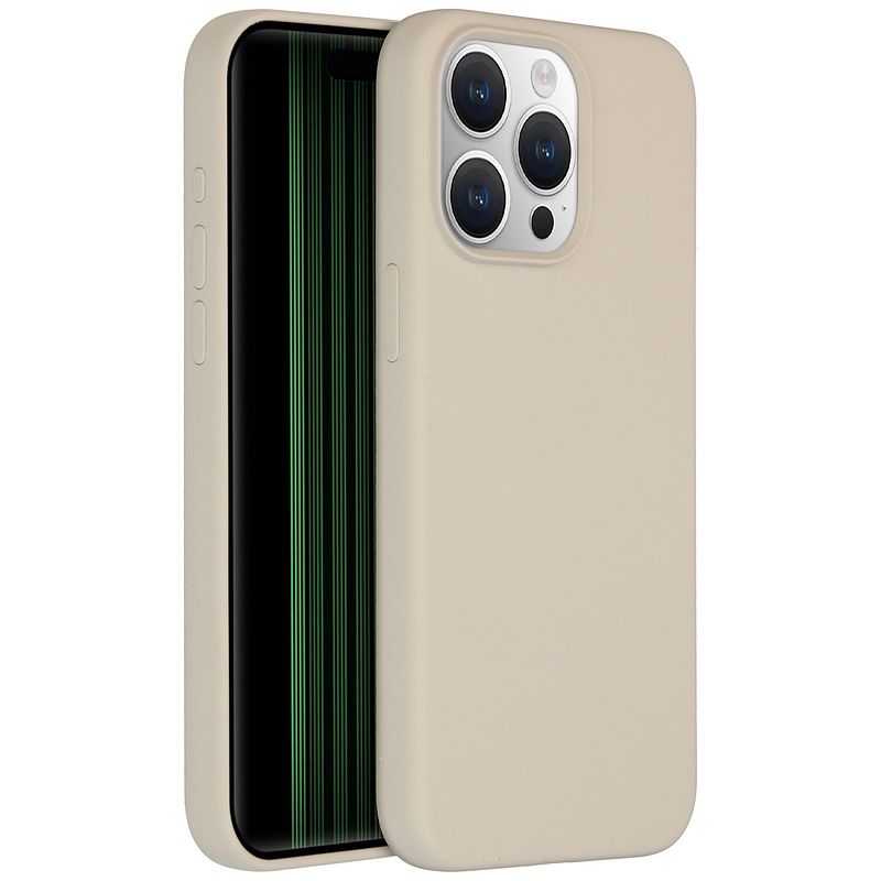 Foto van Accezz liquid silicone backcover met magsafe iphone 15 pro max telefoonhoesje grijs